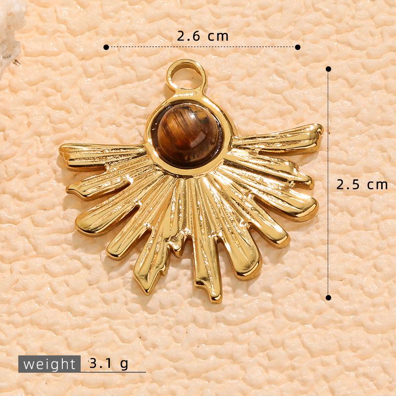 Retro Tiger Eye Pendant Charm in 18K Gold-Plated Titanium Steel