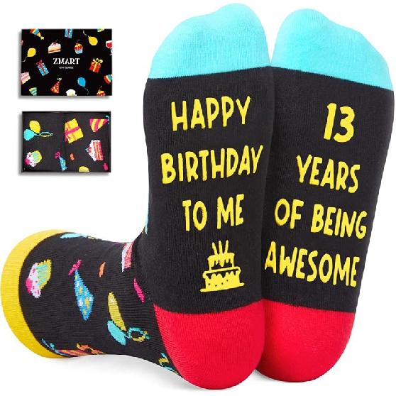 Zmart 13th Birthday Gift Ideas Socks - 13 Year Old Teens Boy Girl Birthday Present 13 Years of Being Awesome
