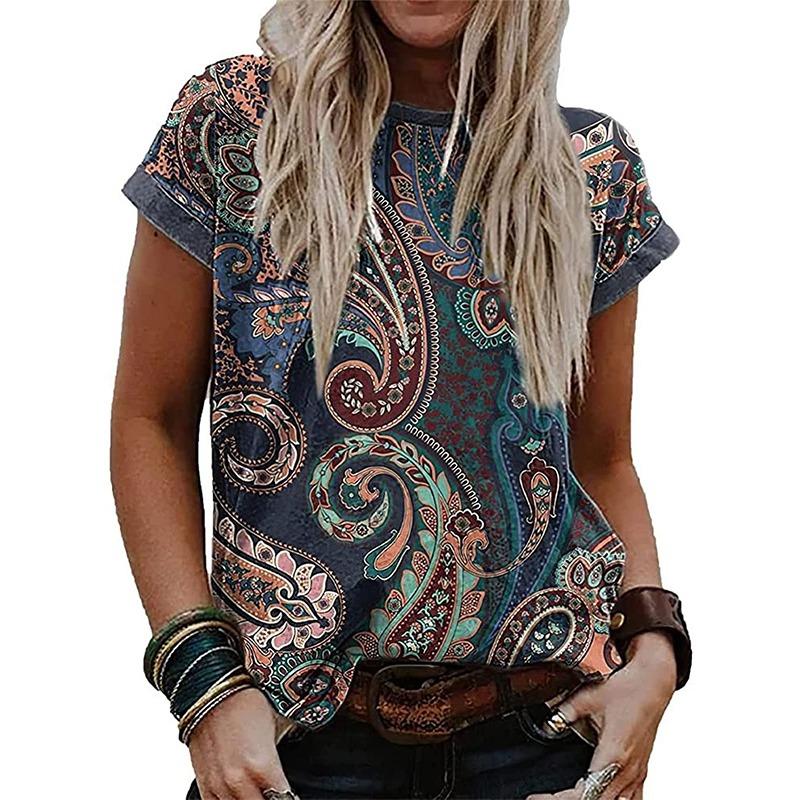 T-shirt estiva stile etnico occidentale stampa 3D T-shirt donna streetwear Harajuku T-shirt oversize Top Donna Abbigliamento ragazza