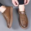 Fashion Spring 2024 New Trendy Versatile Men's Casual Shoes Men's Board Shoes Super Soft Leather Breathable Leather Shoes Men
