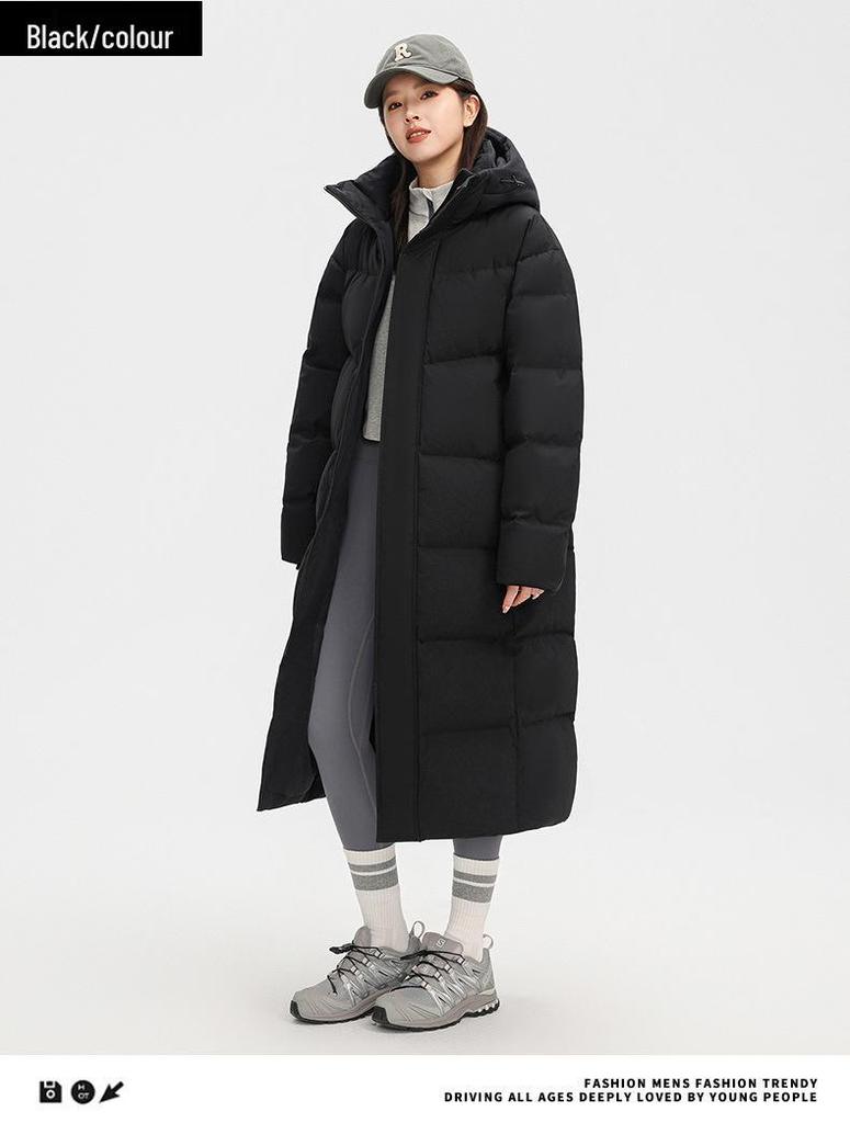 Unisex Long Winter Over-the-Knee Down Coat - Warm & Windproof, Beijing Film Academy Style