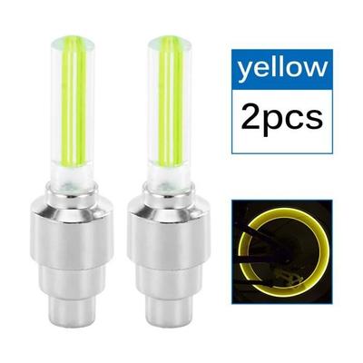 2 PIEZAS Luces LED para Bicicleta Neumático Rueda Vástago Tapa de Válvula Flash Neón Luz Bicicleta de Montaña Bicicleta de Carretera Neumático de Bicicleta De AMARILLO -WGHY4370