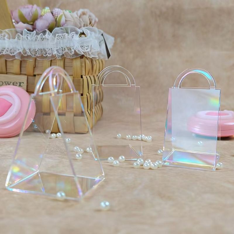 Candy Handmade Gift Box, Triangular Acrylic Packaging Box, Gift Decoration Handle Basket, Transparent High-end Wedding Decoration Box