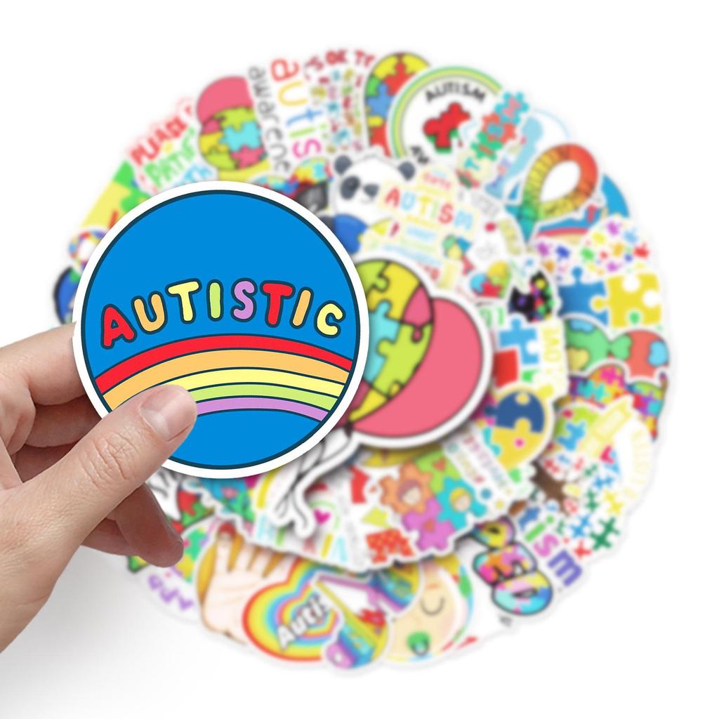 50PCS Waterproof Autism Personality Graffiti Logo & Slogan Stickers for Skateboards, Phone Cases, and Luggage