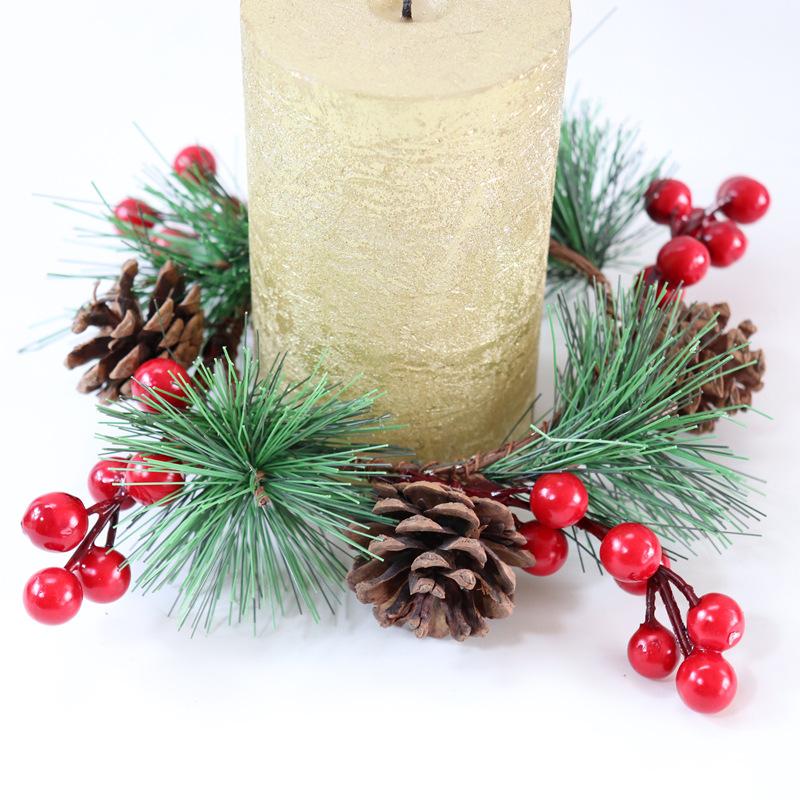 Simulation Decoration Christmas Wreath True and False Pine Cones Creative Home Candle Ring Ornaments Decorative Wreath