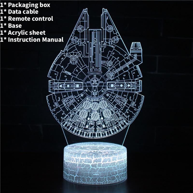 Death Millennium Falcon 3d Led Night Lamp Bedroom Decoration Lamp