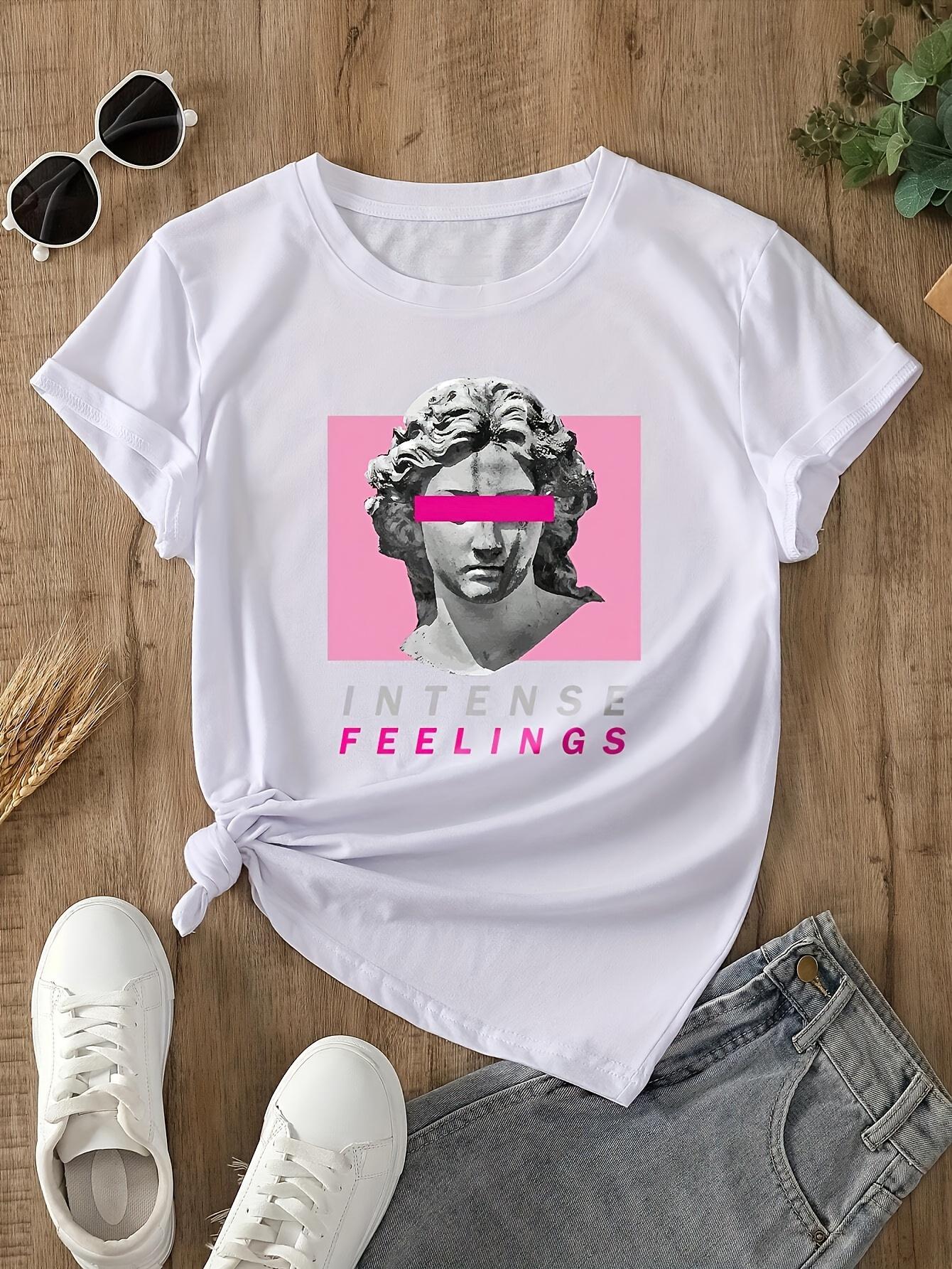 

Graphic Print T-shirt Casual Short Sleeve Crew Neck Top For Spring Summer Women s Clothing Urban Style Printed T-Shirt harajuku S