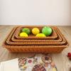 Woven Pattern Kitchen Storage Basket Multicolor Bread Fruit Tray Organization Box  Home Shop Hotel