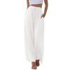 Pantaloni di grandi dimensioni da donna in cotone e lino, pantaloni larghi con elastico in vita, casual, con coulisse e tasche, a gamba larga