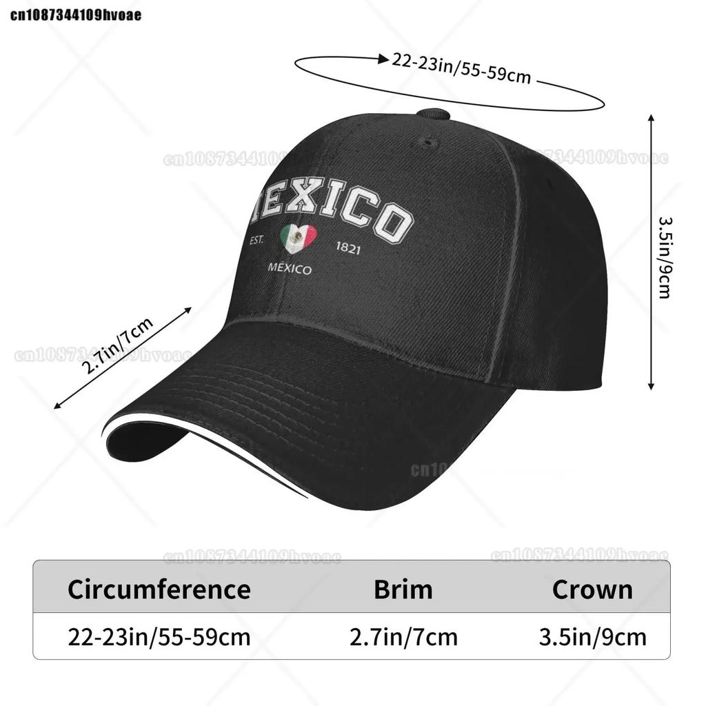 Mexico Flag Caps EST.1821 Retro Cowboy Washed Baseball Caps Female Sport Denim Sunscreen Hats Spring Summer Cap Unisex Trucker Cap
