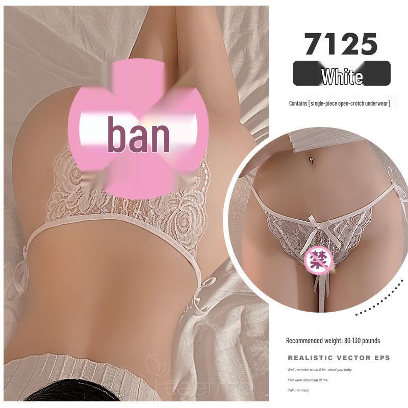 Feimu Sexy Sheer Lace Open Crotch Thong - European & American Style 7125.