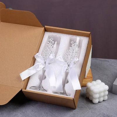 Exquisite Wedding Glass Stemware High-end Banquet Glass Champagne Cup Wedding Supplies Bride and Groom Toasting Cup 1 Pair