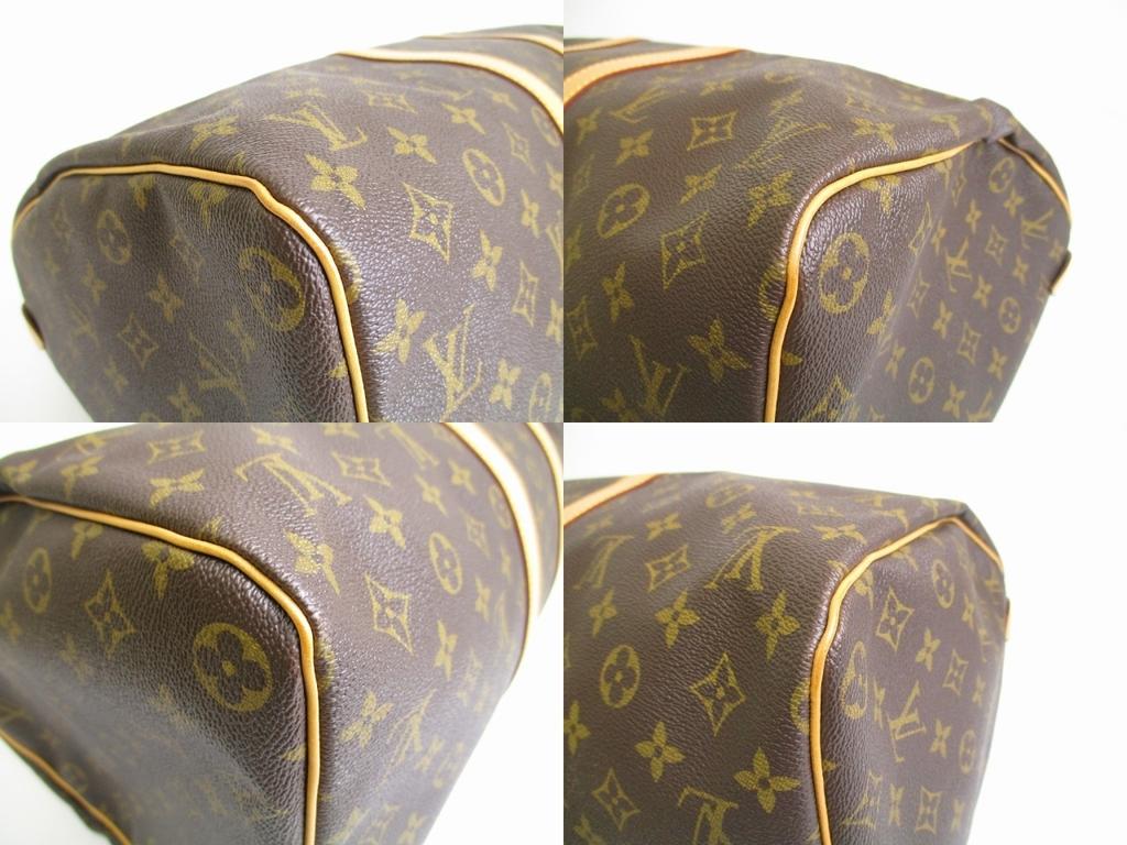 Authentic LOUIS VUITTON Monogram Brown Leather Duffle Bag Boston Bag Keepall 45 #a867  Refurbished