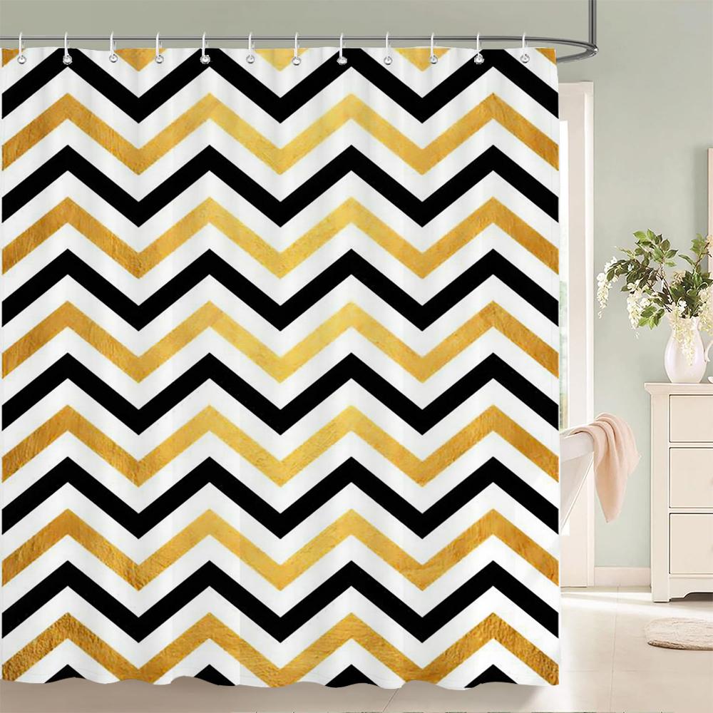 High Quality Geometric Pattern Printed Fabric Shower Curtains Bathtub Waterproof Products Bathroom Decor with 12 Hooks