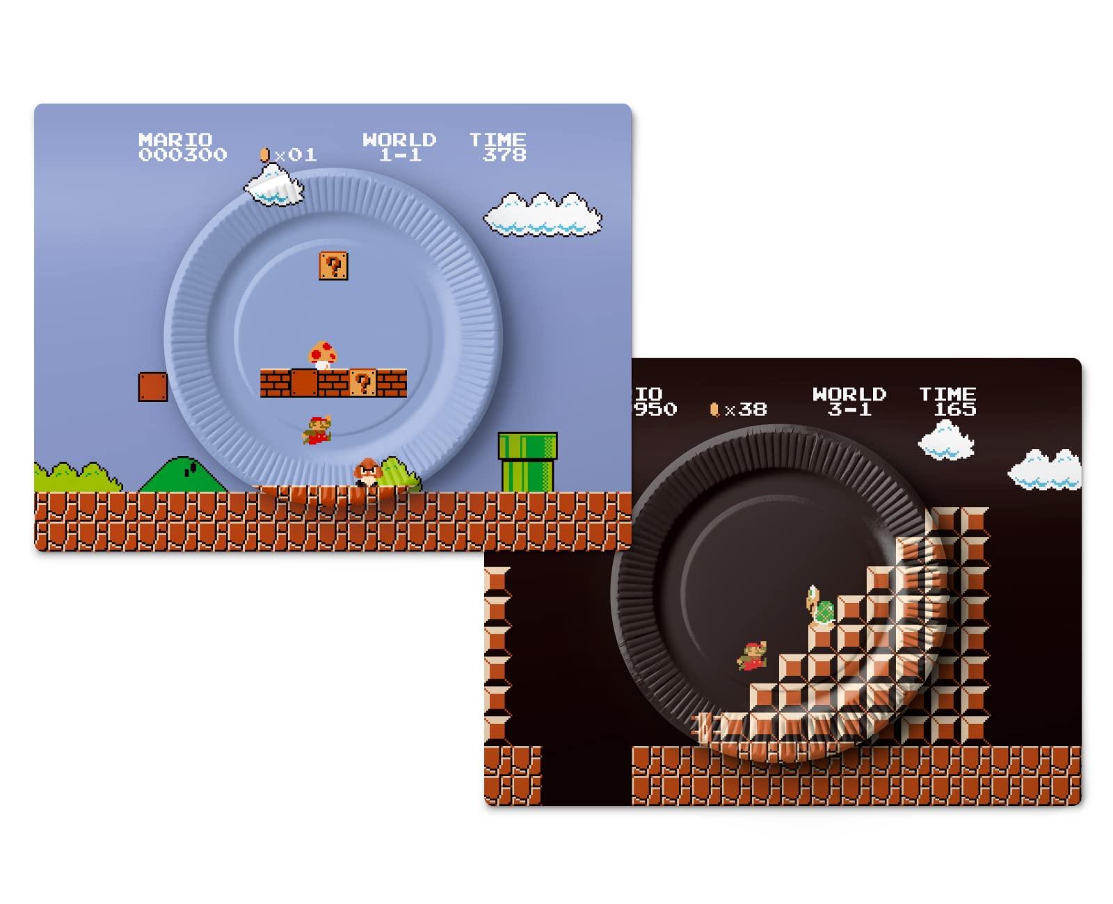 

Набор бумажных тарелок для домашней вечеринки Super Mario (8-битная сцена)