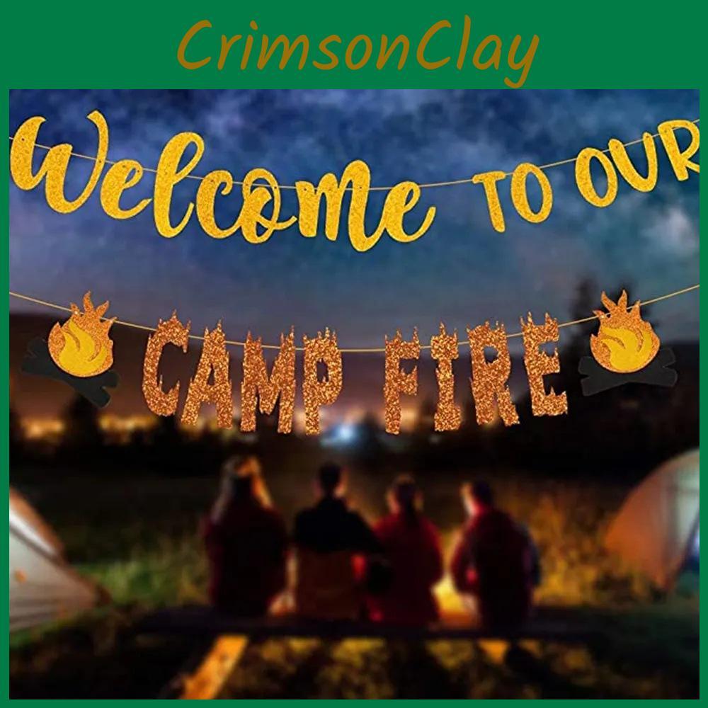 Themed Birthday Camping Party Decoration Background Banner Props Activity
