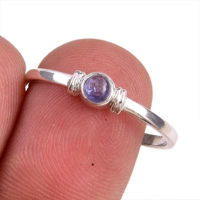 Natural Tanzanite Gemstone 925 Solid Sterling Silver Jewelry Ring Size 8 F6V57