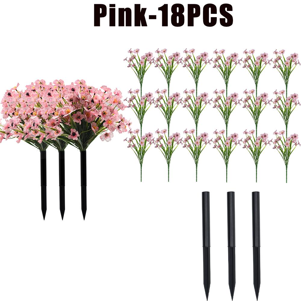 Artificial Violet Flowers Fake Spring Grass Faux Plants for Wedding Garden Decor Outdoor Artificial Floral Home Decoration