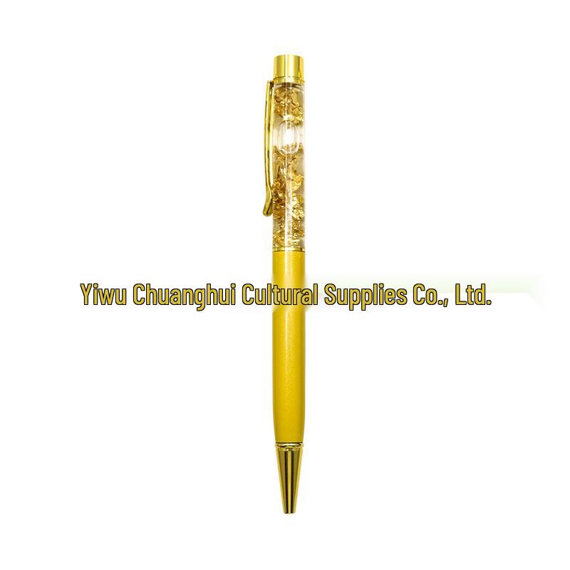 Gold Crystal Foil Metal Ballpoint Pen - Signature & Gift Pen with Laser Engraving