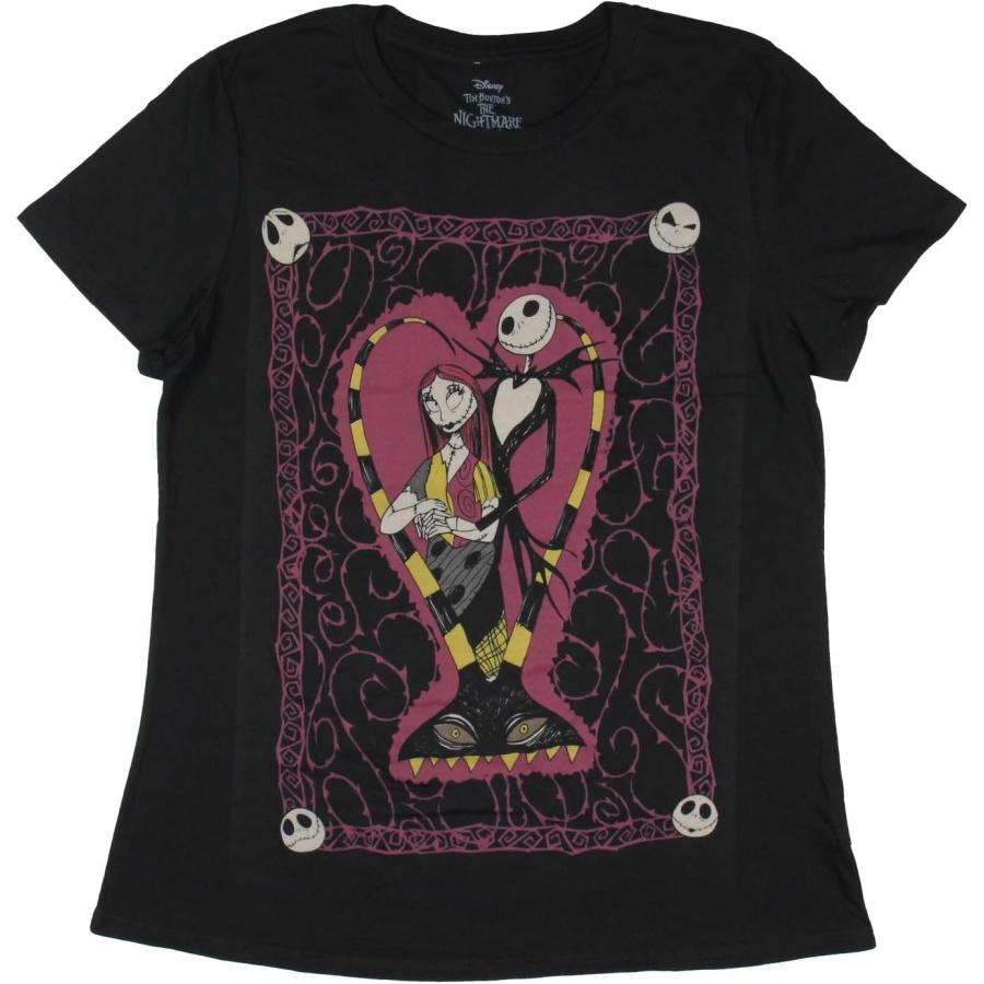 Женская футболка Disney «Кошмар перед Рождеством» Джек и Салли Таро Свободный крой для подростков и взрослых с коротким рукавом S