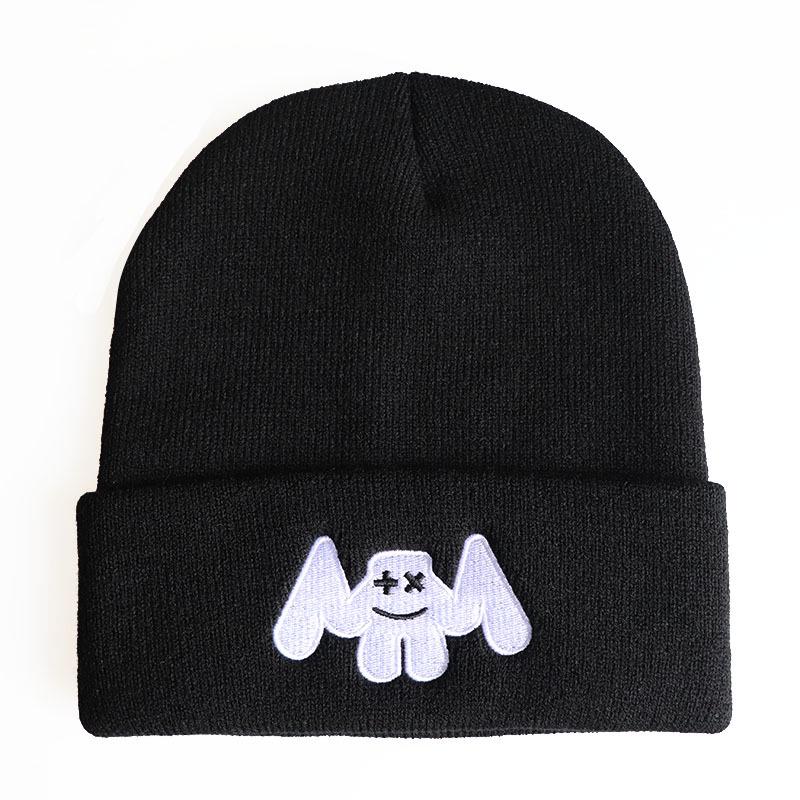 New Hip-Hop Ski Hat with Smiley Face and Marshmallow Embroidery Knit Hat Marshmello Woolen Beanie Hat