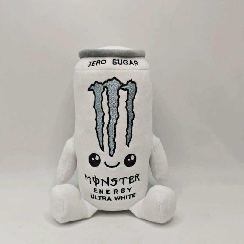 Nieuw Schattig Meerkleurig Monster Energy Drink Blikje Pluche Speelgoed Zacht Gevuld Cartoon Drankblikje Pop Schattige Woondecoratie Cadeau voor Kinderen en Pluche Verzamelaars 22CM wit
