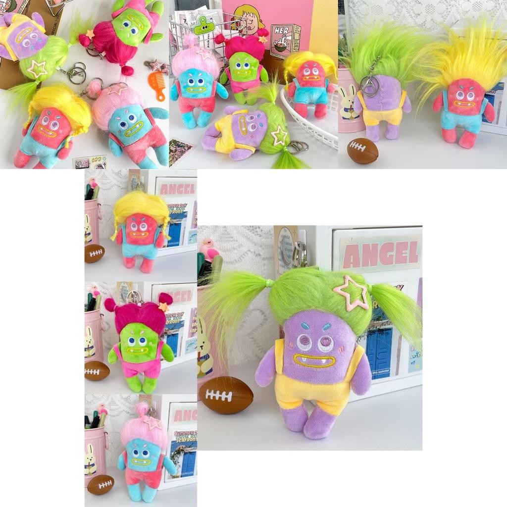 Adorable Fluffy Plush Keychain Doll Cute Cartoon Character For Girls And Students