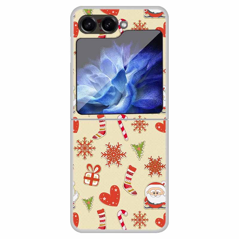 For Samsung Galaxy Z Flip 6 5 4 3 Case Christmas Cute Clear Hard Plastic PC Folding Back Cover For Samsung Z Flip6 Flip5 Flip4