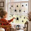 Web Window Sticker Halloween Spider Static Cling, Black Silhouette Glass Wall Sticker, No Residue Self-Adhesive Decorations Spooky Decal, Decor