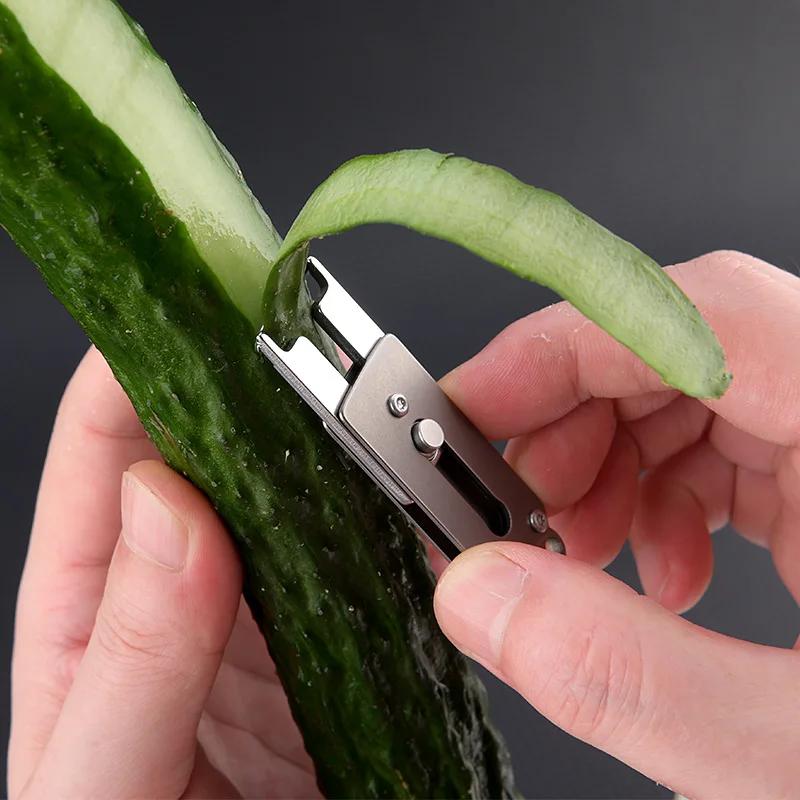 Mini Titanium Alloy Small Planing Knife Bottle Opener Portable Key Chain Pendant Outdoor Camping Multifunctional Tool Melon Peel