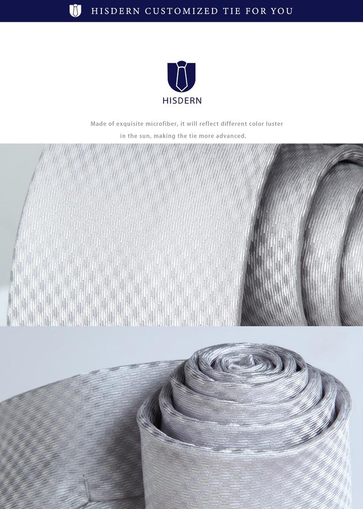 Formal Silver Necktie and Chief Set for Plain School Entrance Graduation TC624A8S3 [HISDERN] Men, Wedding, Necktie, 3-Piece Set, Gentlemen's,