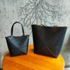 High-Quality Top Layer Cowhide Geometric Folding Tote Bag with Large Capacity