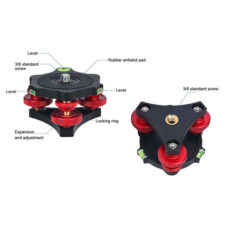 Uqiangbao Fit LP-64 Camera Tripod Head Leveling Base Aluminum Alloy Triple-Wheel Precision Leveler Bubble Level 3/8 Screw Load 15kg Uqiangbao Fit LP-64 Camera Tripod Head Leveling Base Aluminum Alloy Triple-Wheel Precision Leveler Bubble Level 3/8 Screw Load 15kg