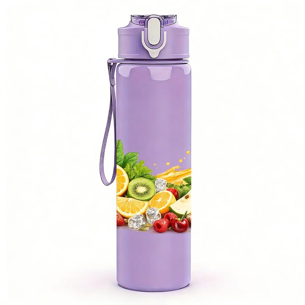 1PC Mixed Tropical Fruit Fresh Art 750ml Color Plastic Sports Water Bottle Leakproof Flip Straw Lid Suitable for Sports Office Home Use