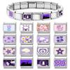 Fashion Purple Charm Heart Cat Rabbit Star Flower Eyes Moon Italian Charm Links Fit 9mm Stainless Steel Bracelet DIY Making Gift