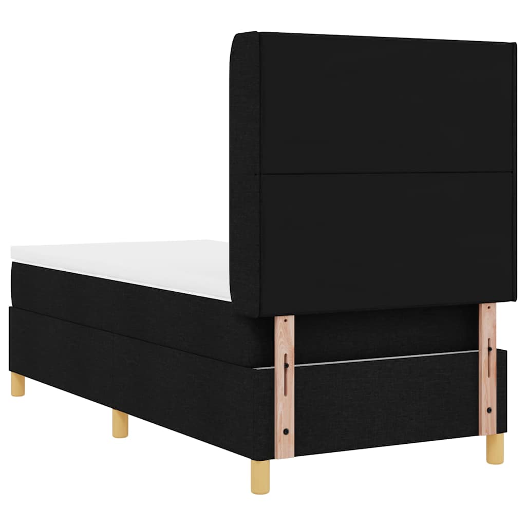 Box Spring Bed with Headboard Black 100 x 200 cm Fabric