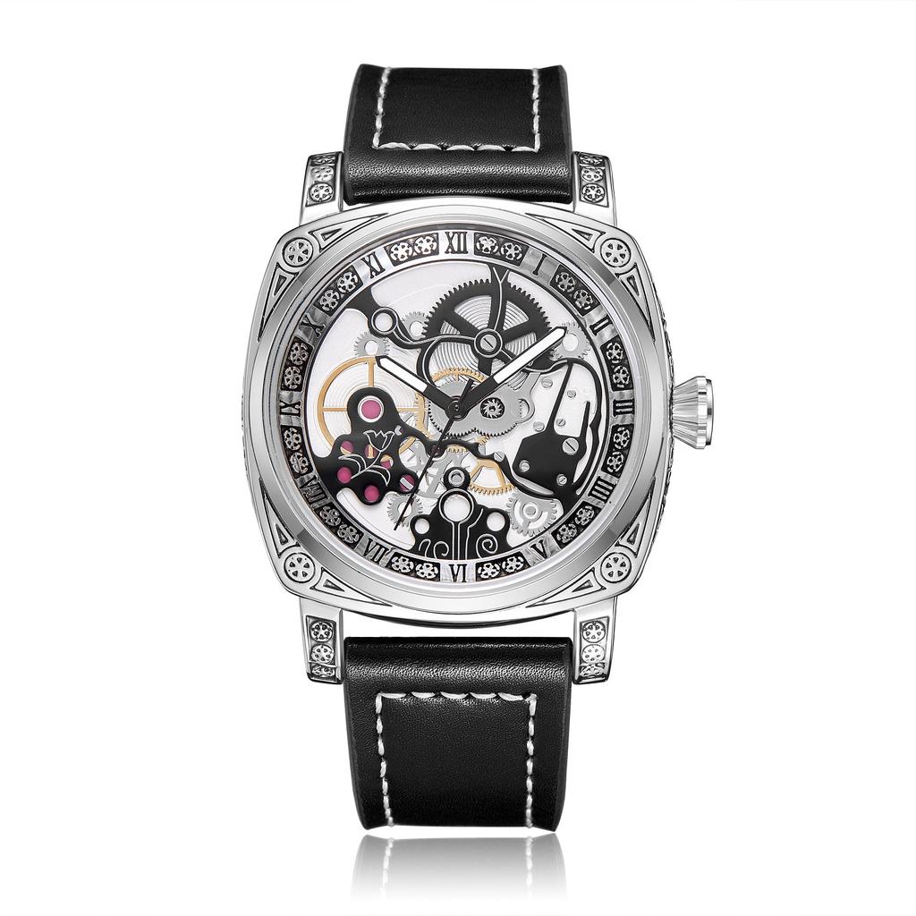 Fashion Hollow Watch Men'S Decoration Business Watch Alloy Belt Square