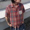 INCERUN Oversized Men Lapel Neck Short Sleeve Plaid Print Shirts Tops