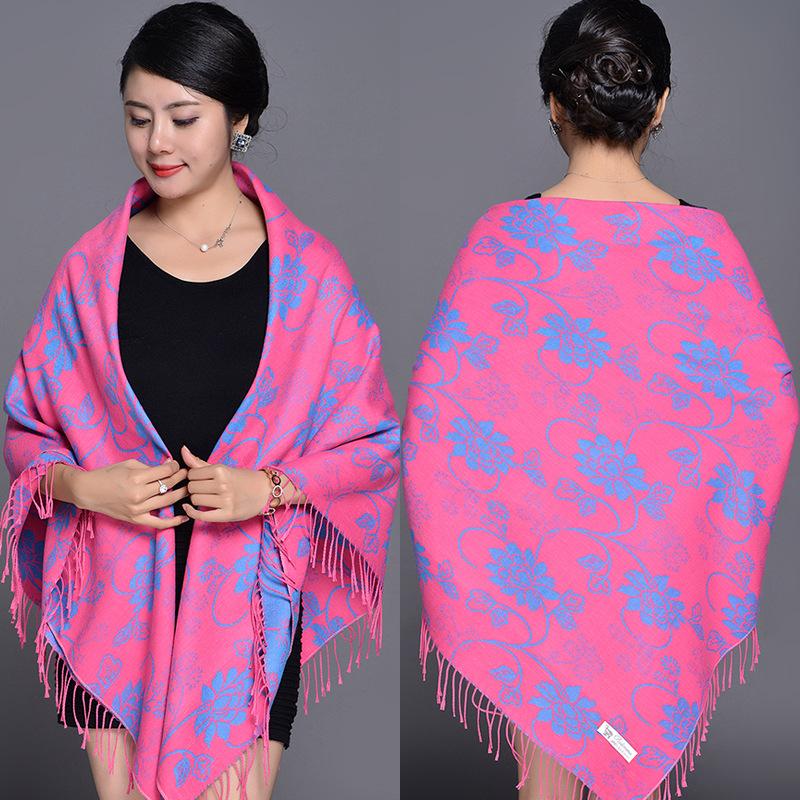 Women S Vintage Ethnic Floral Faux Cashmere Scarf Warm Large Shawl