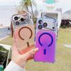 KEYSION Laser Gradient Magnetic Case for MagSafe for iPhone 11 12 13 14 15 17 Pro Max 16Plus Air 17e Lens Stand Shockproof Cover