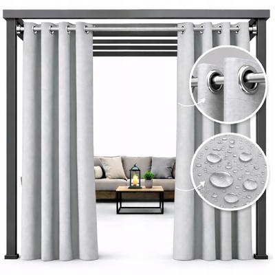 Waterproof Garden Curtain 155X180 With Rings Terrace Balcony Light Gray
