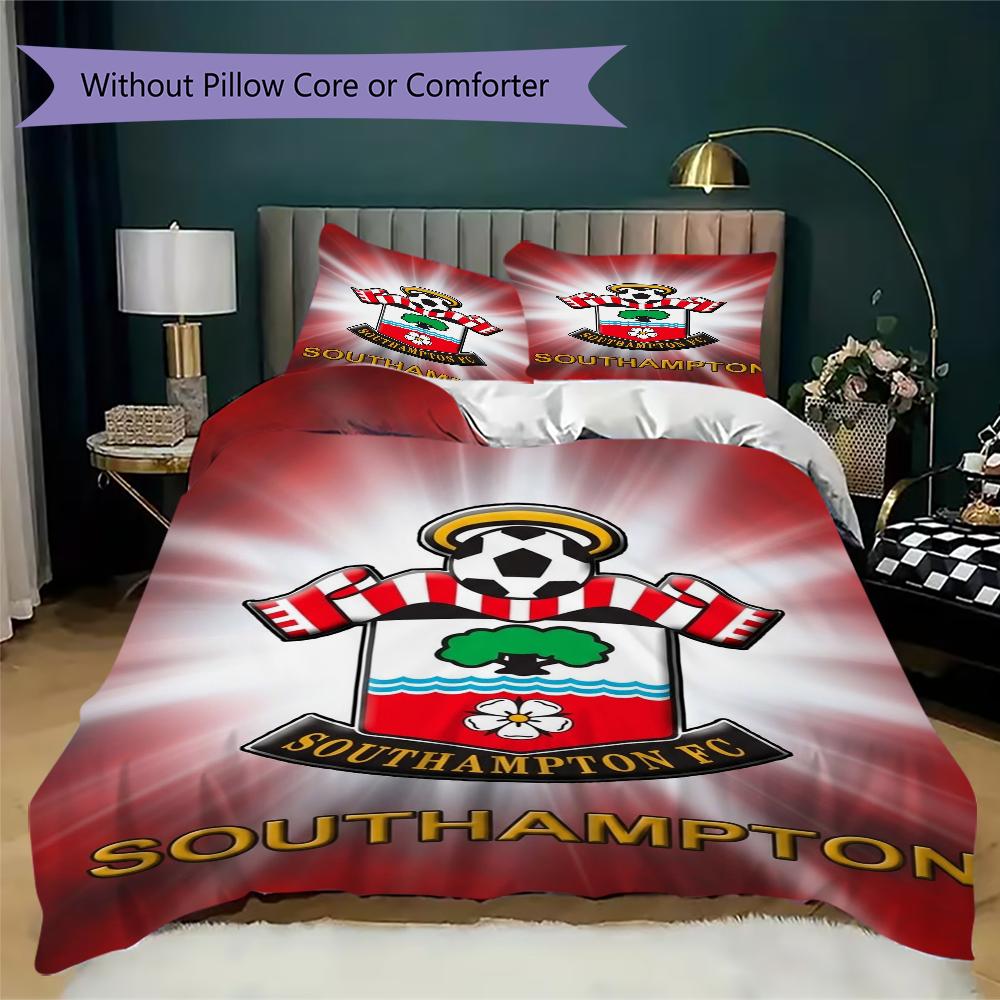 Southampton FC Pattern Bedding uilt Set uilt Cover Pillowcase Home Decoration Birthday Gift (1 * duvet cover + 2 * pillowcase without core)