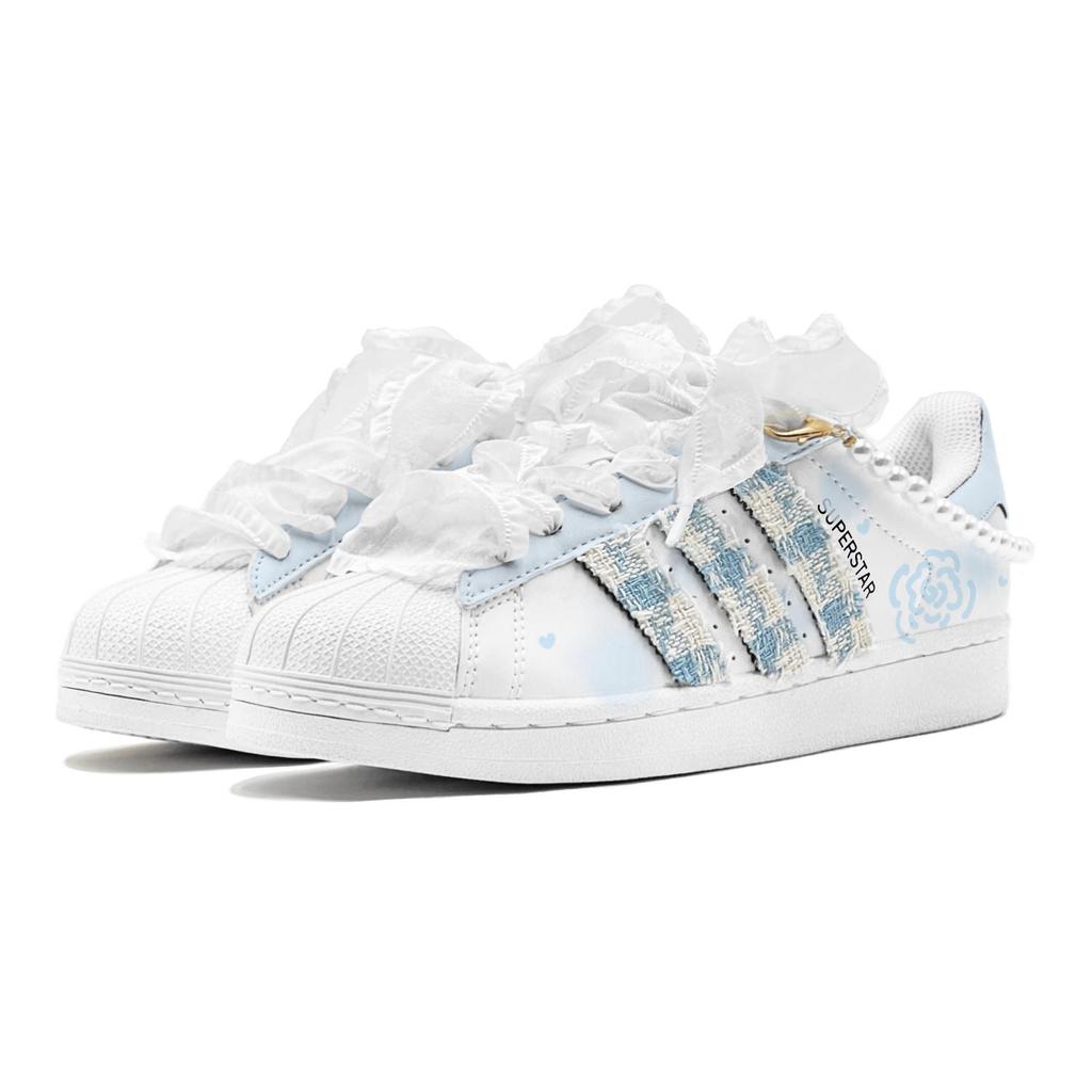 adidas Originals Superstar 2 Romantic Gift Low Top Casual Skate Shoes Unisex Blue White IH8659(TeamS2-S-BOX)