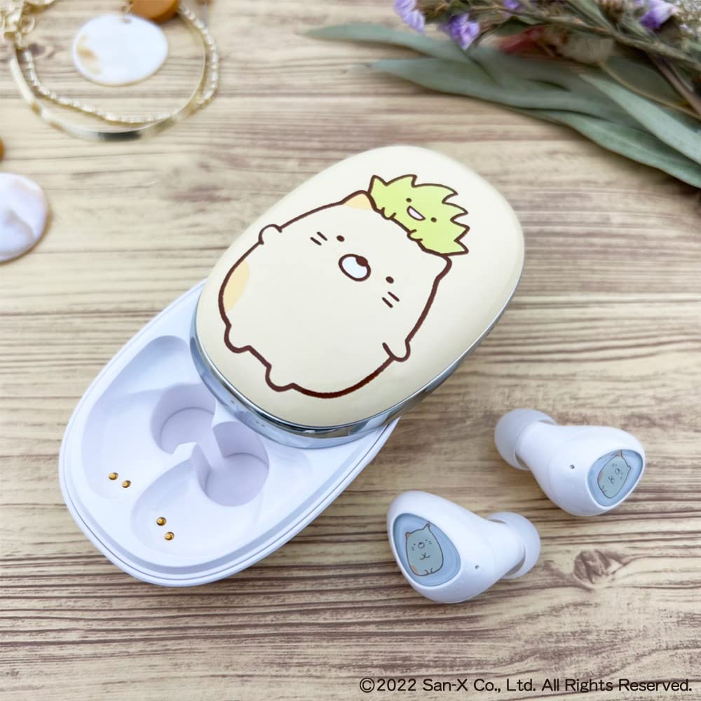 Tama Electronics Sumikko Gurashi SX-BS69W-N True Wireless Earbuds with Bluetooth 5.0, Cat Design, Mic, 5 Hours of Music Playback, 3 Hours of Talk