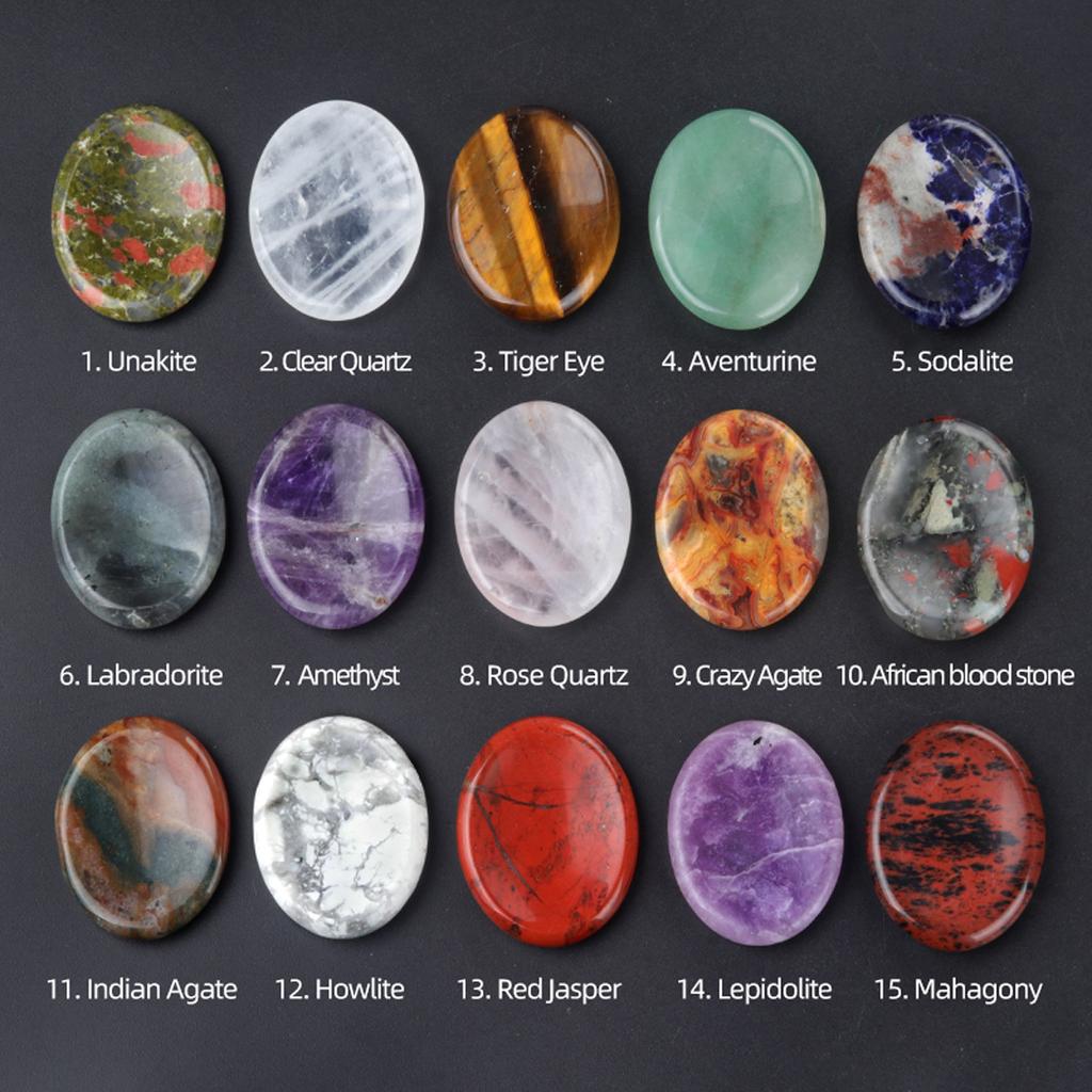 1Pc Healing Crystals Ornaments Decorative Recesses Thumb Relief Stone Oval Yoga Stone Energy Gemstone Home Decor Small Furnishings Jewelry 35x45mm