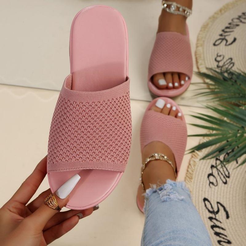 New Wish Sandals Spring and Summer New Knitted Thick-soled Large-size Flat-soled Slippers Women's Single Shoes