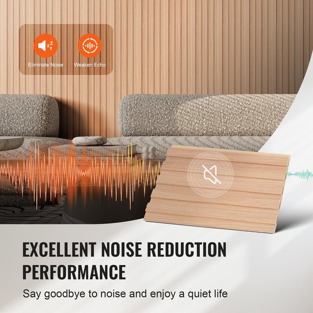 Wood Slat Acoustic Panels 8 PCS 96 X 6 Inch WPC for Modern Wall Ash Wood