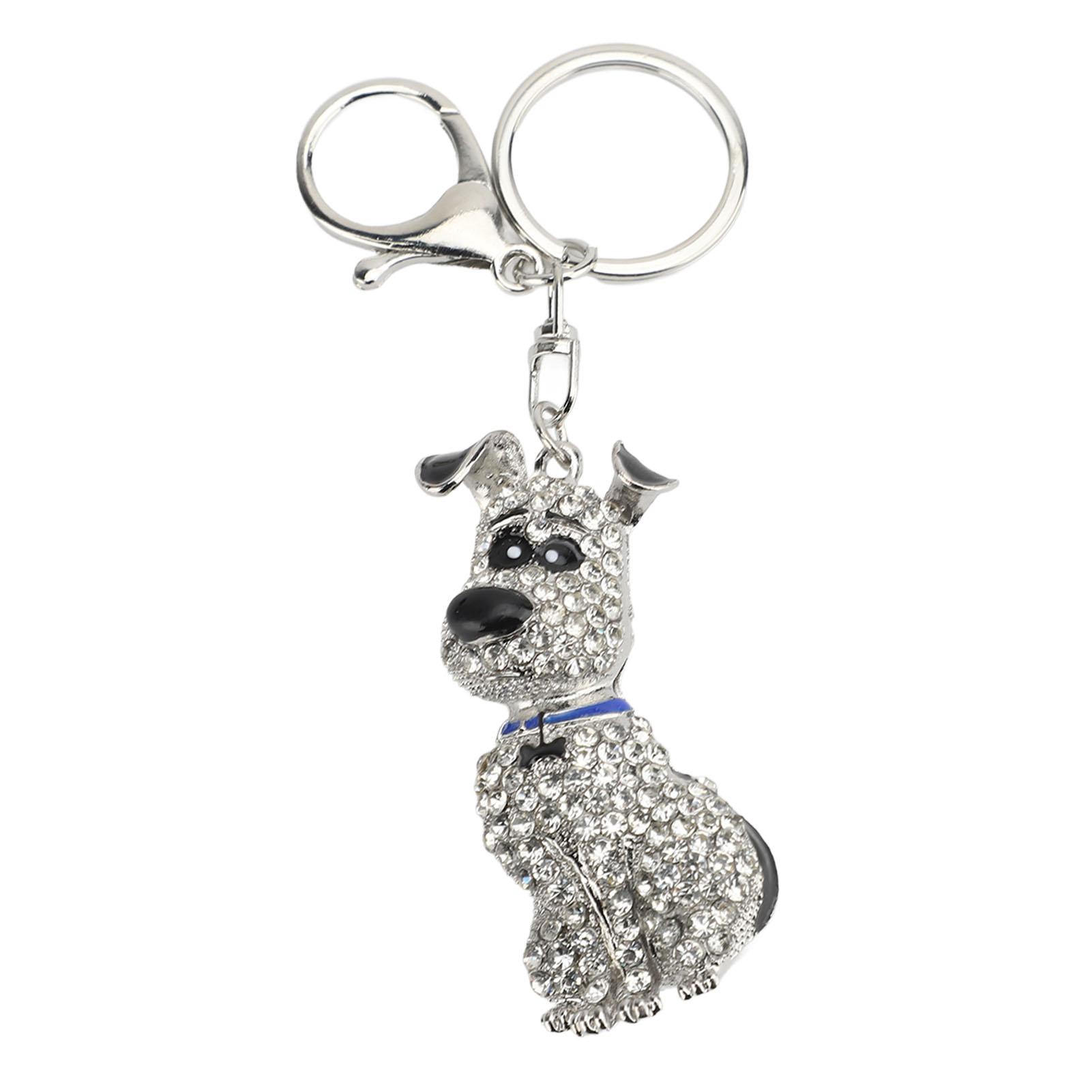 Cute Dog Shape   Rhinestone Keychain Sparkling Bag Handbag Pendant for Women Girls