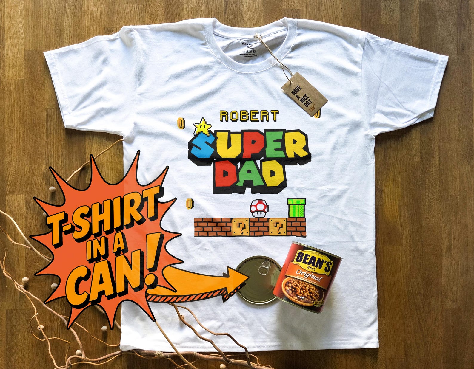 SuperDad | T-Shirt in a Can! | Customizable Gift for Any Occasion, T-Shirt for Birthday, Christmas & More! 3XL
