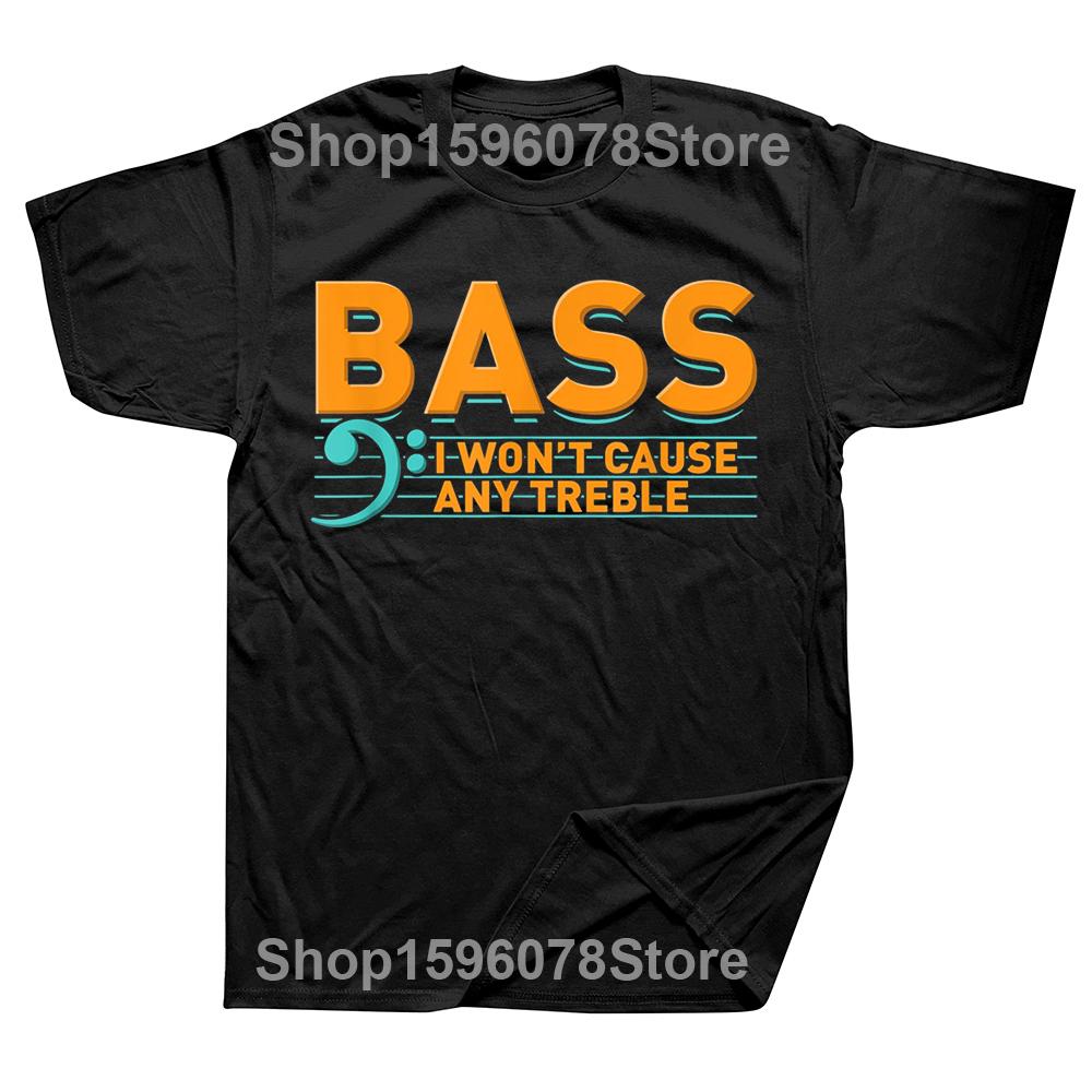 Herren Kein Bass Keine Band Bassist Print T-Shirt Mode Damen Team Kurzarm Rundhals T-Shirt Übergroßes Unisex T-Shirt
